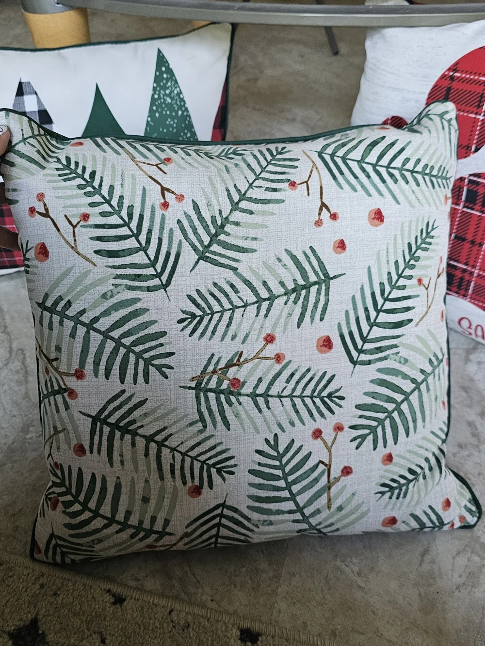 Holiday Pet Pillow Cover - Green Plaid Christmas Design